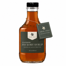 Load image into Gallery viewer, Bottle of Arbor and Field Shagbark Hickory Syrup on a white background
